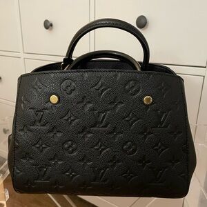 Authentic Louis Vuitton Montaigne BB in Noir Empreinte Leather